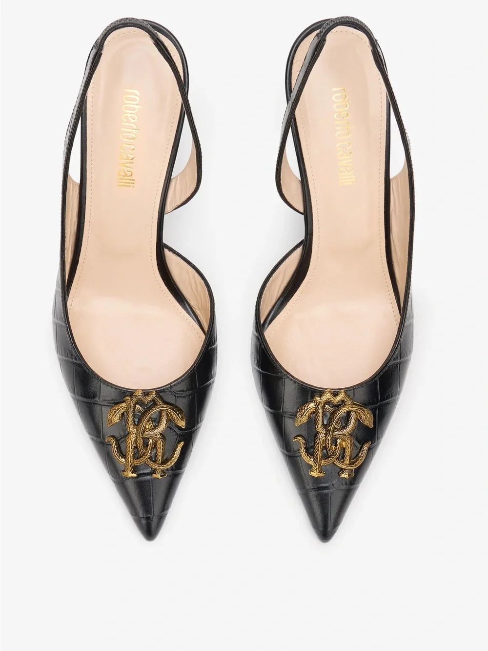 Brand New in Box Roberto Cavalli Croc-Print Sling Back Heels